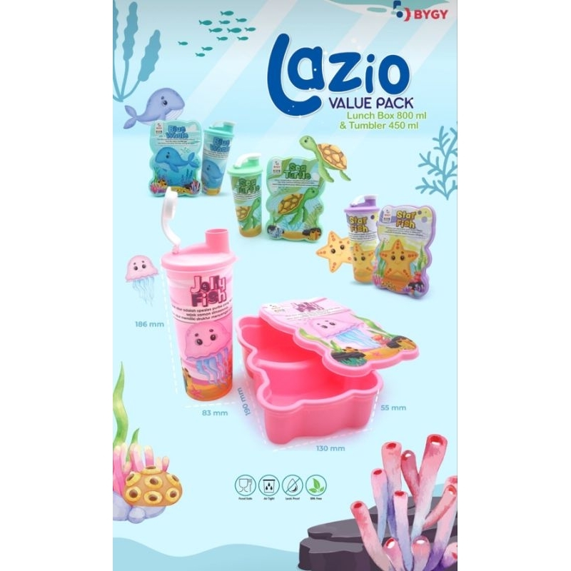 Lunch Box set Kotak makan Botol Minum set Lazio Ocean Lazio Value Pack