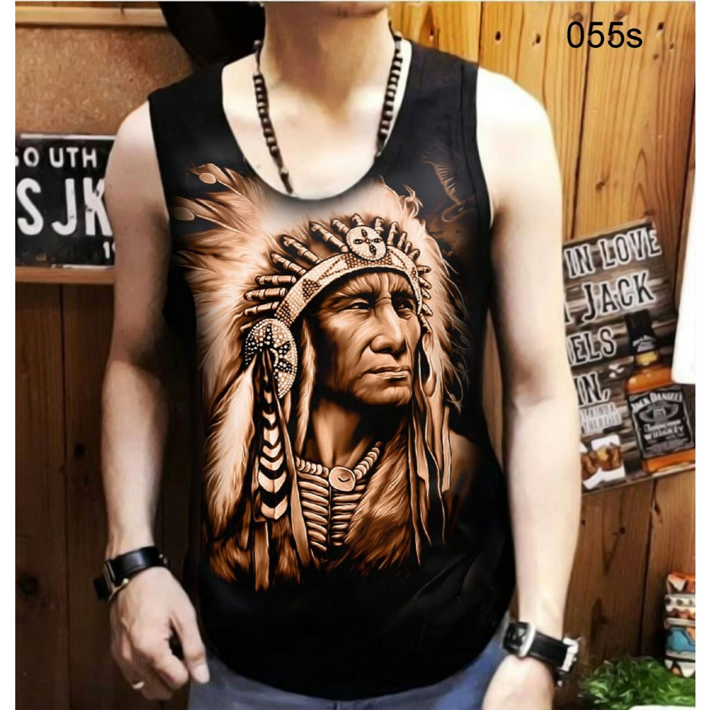 Singlet Pria Lekbong Hitam Motif Indian