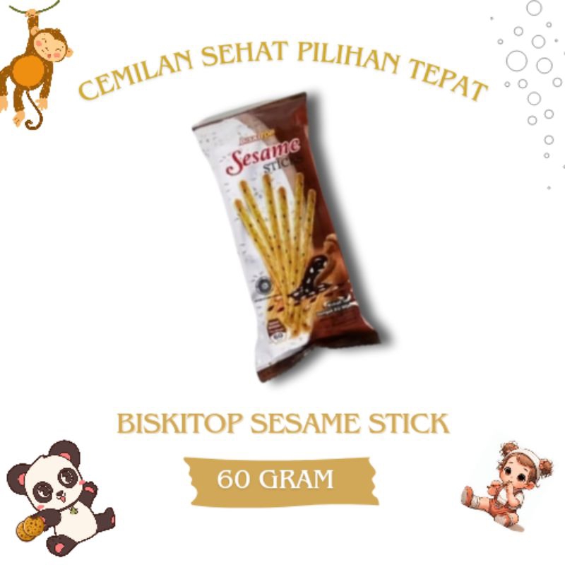 

BISKITOP SESAME STICK 60g-Biskuit anak anak dan dewasa rasa wijen terbaru enak dan renyah