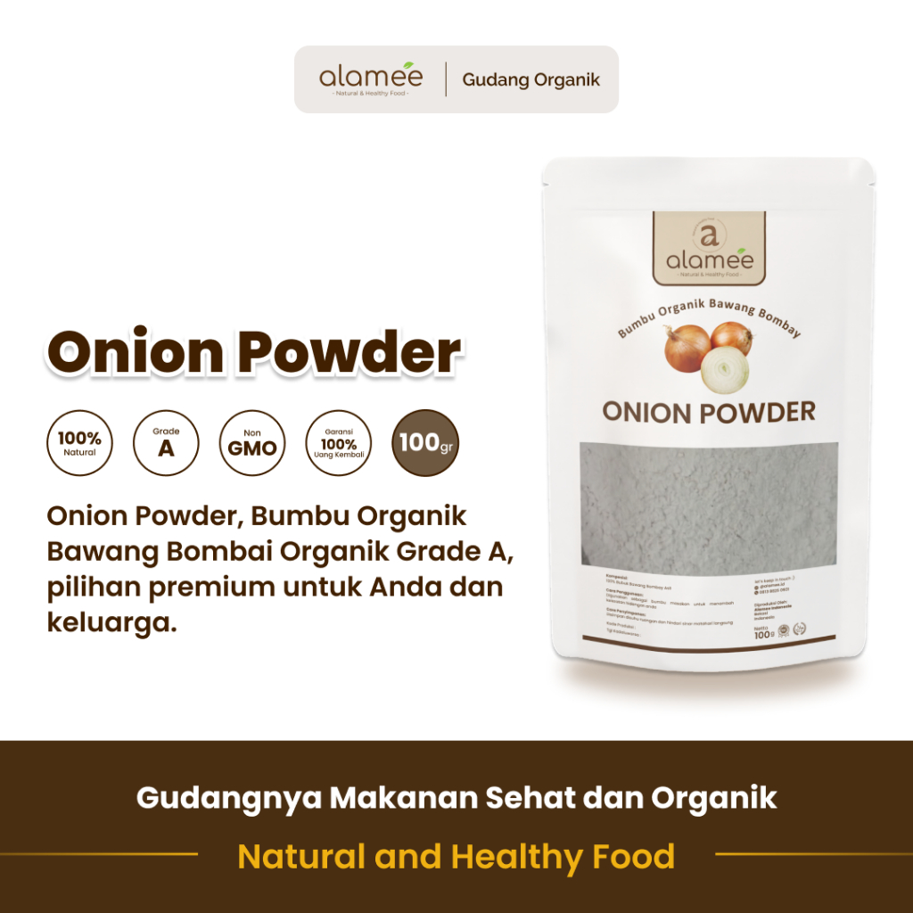 

alamee bumbu organik bawang bombai 100 gram manis lembut aroma khas bawang pilihan kualitas premium