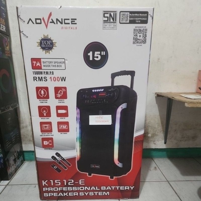 speaker aktif karaoke portable Advance K1512 E 15 inch 15" 1512
