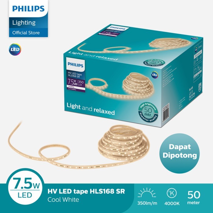 HLS168 SR HV Led Tape PHILIPS Lampu Selang 50 Meter 7,5w 7,5 Watt Cahaya 4000k Putih Netral