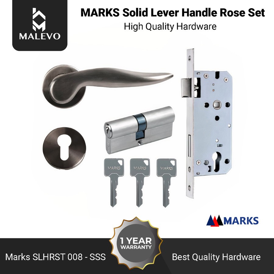 Handle Pintu Set MARKS Solid Handle Rose Set SLHRST 008 – SSS