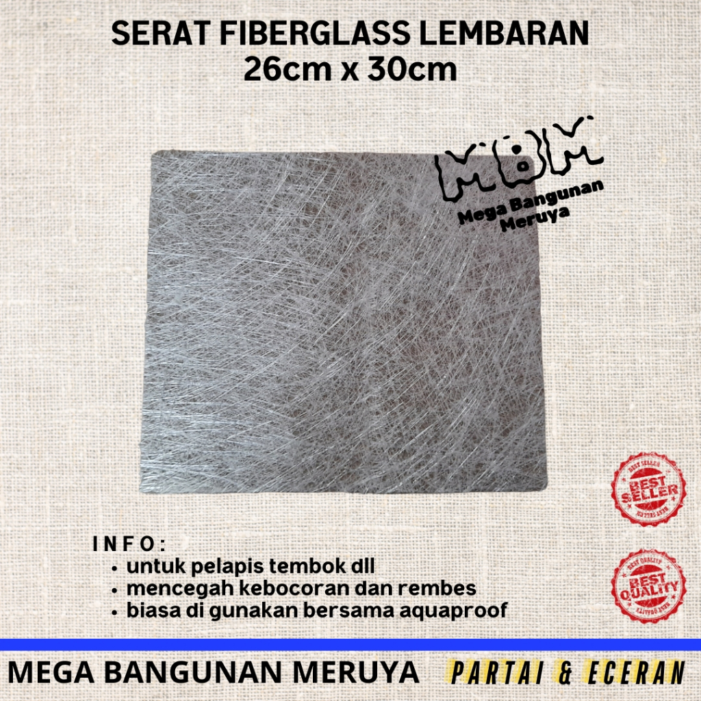 Serat Fiberglass Lembaran Serat Fiber Aquaproof 25cm x 30cm