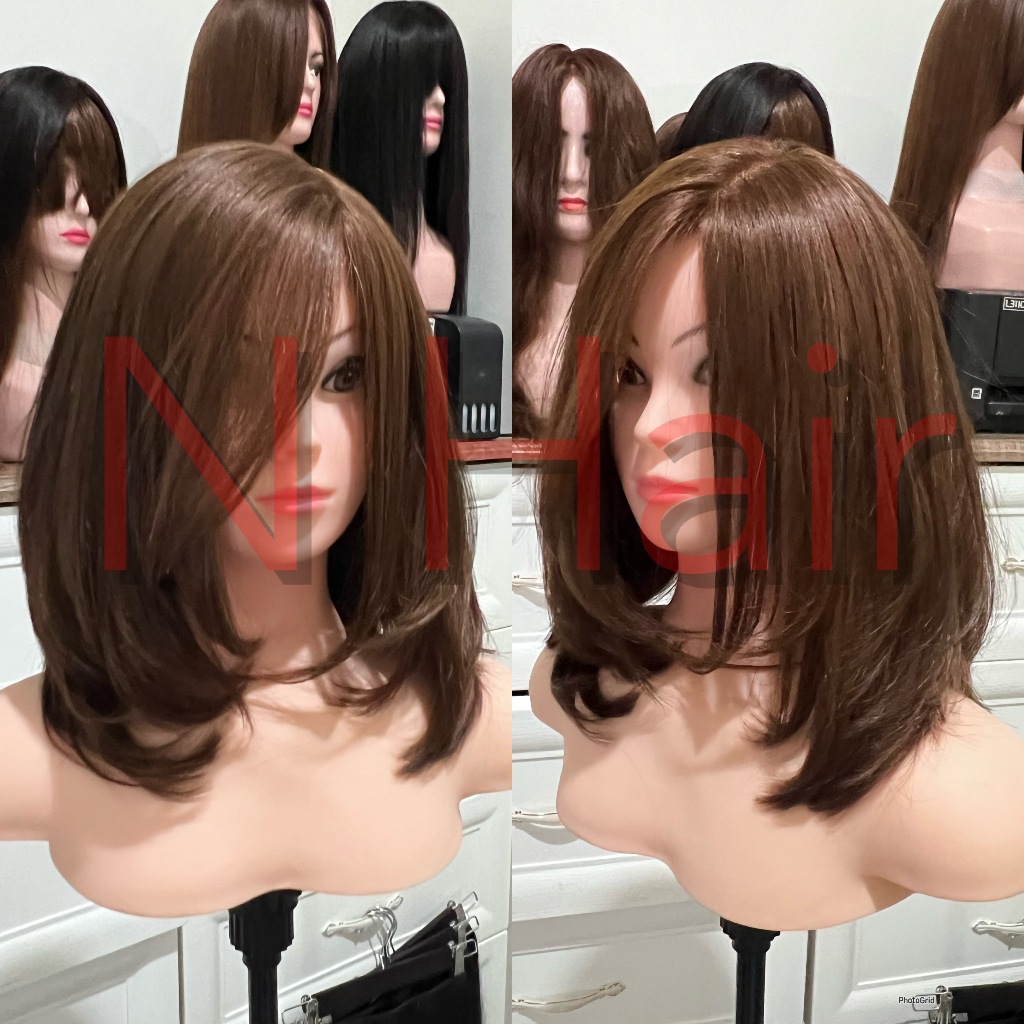 WIG PREMIUM RAMBUT ASLI. 100% human hair layer pendek ready hitam dan coklat