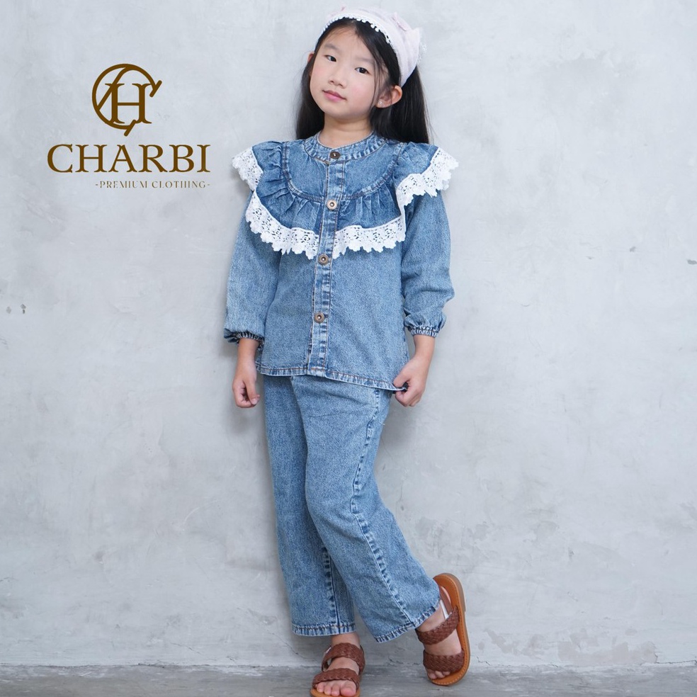 KODE S35T SET TANIA JEANS WITH LACE ANAK ANAK  CHARBI