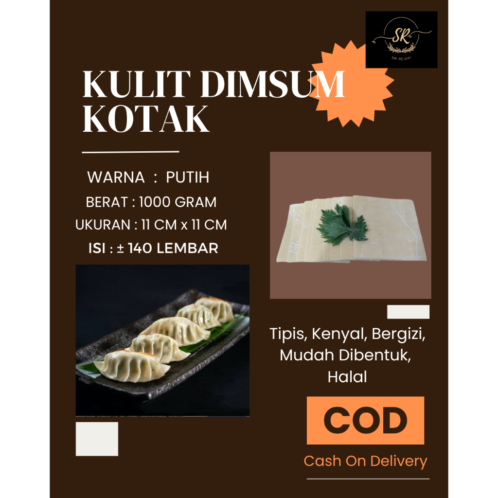 

Kulit Dimsum Kotak Kemasan 1000 gram/ 1 KG Warna Putih 11cm x 11cm Tipis Kulit Siomay Gyoza Enak Halal