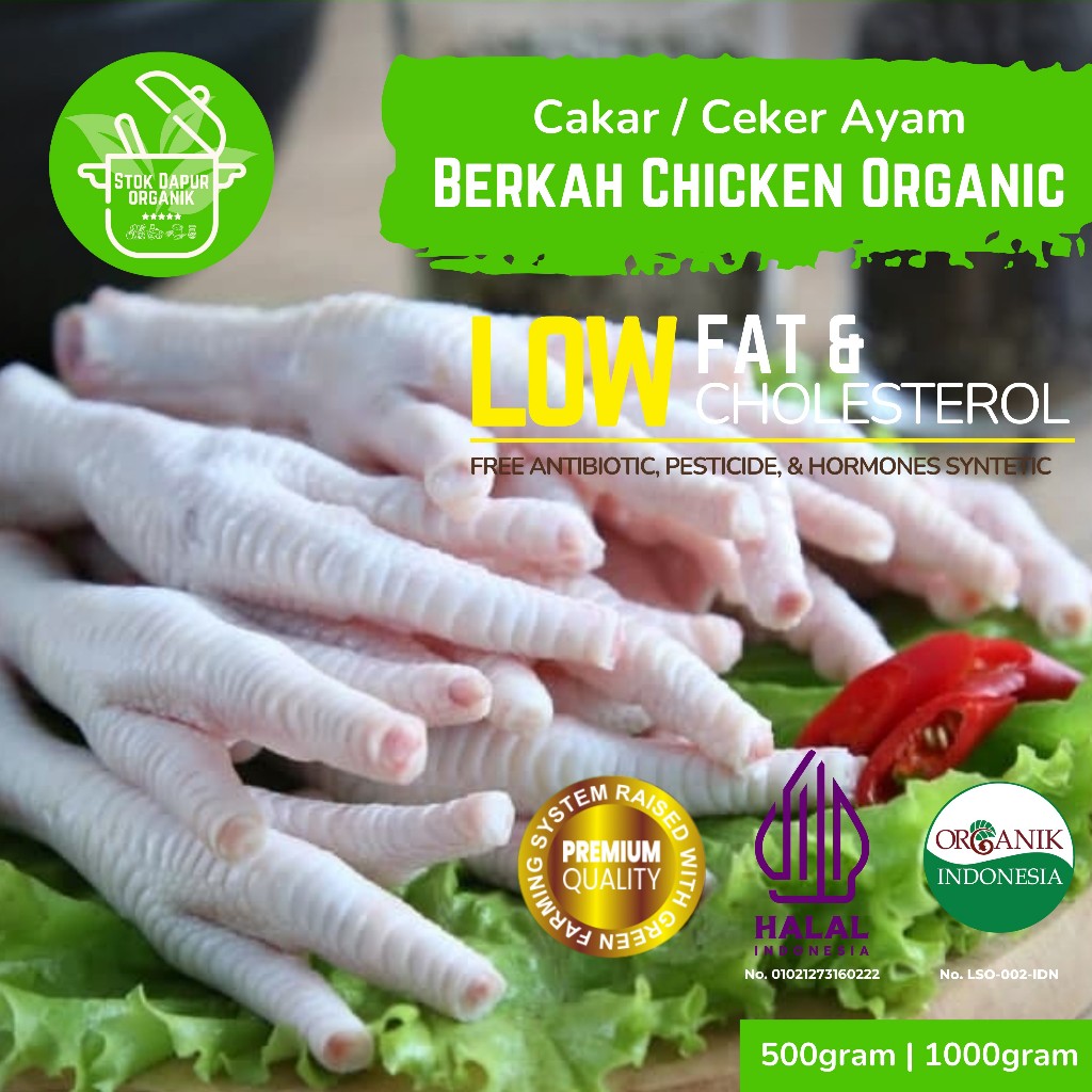 

Berkah Chicken Cakar Ceker Ayam Broiler Organik Prebiotik Segar Beku/Fresh Frozen Kemasan 500gr 1kg