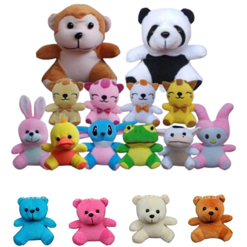Boneka Karakter Mini Boneka Bucket Wisuda Hello Kitty Pooh Monkey Duck Panda Marry Cat Rabbit Sapi C
