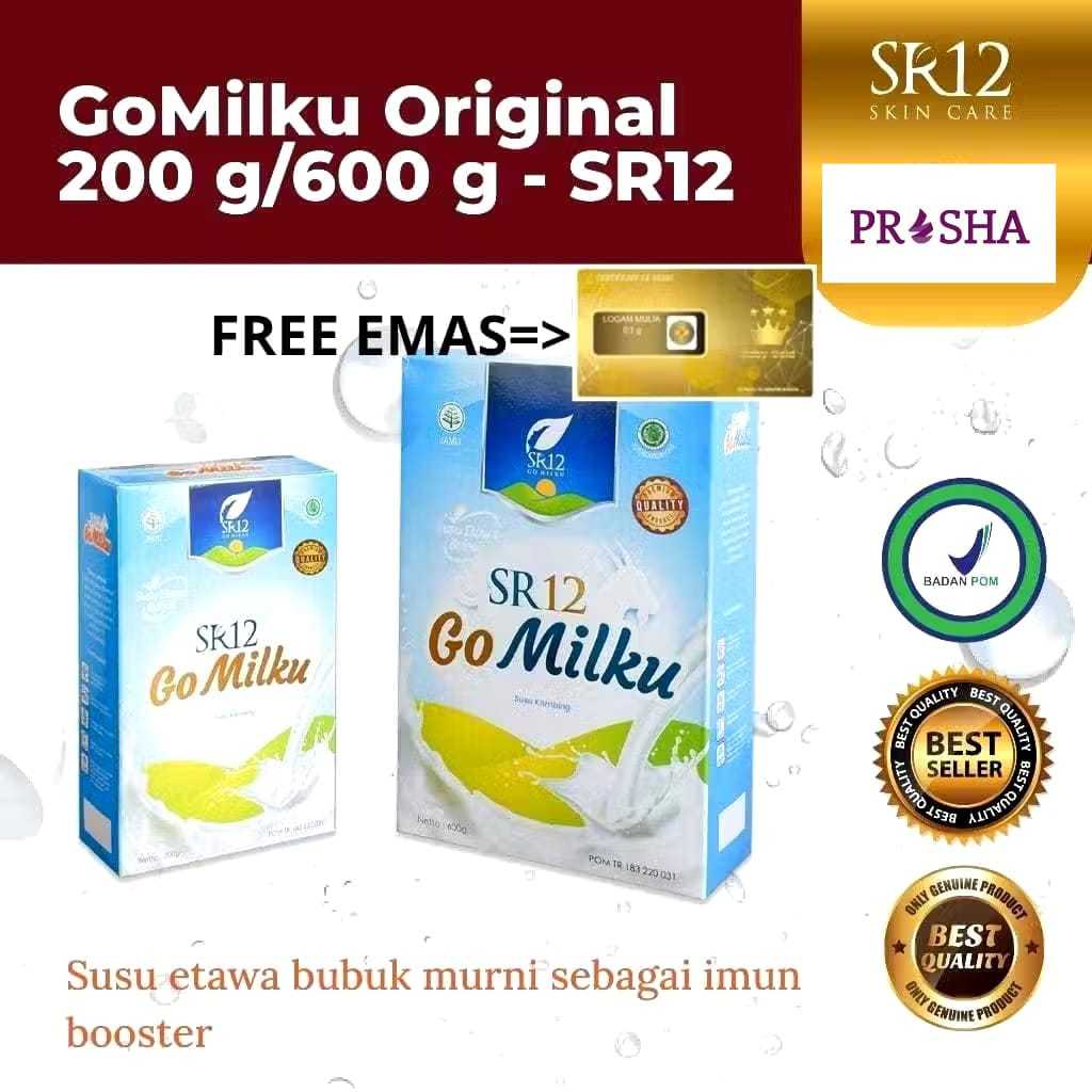 

(BONUS MINI GOLD 0,1 GRAM) SR12 GoMilku Rasa Original / Go Milku Susu Kambing Etawa Bubuk Murni