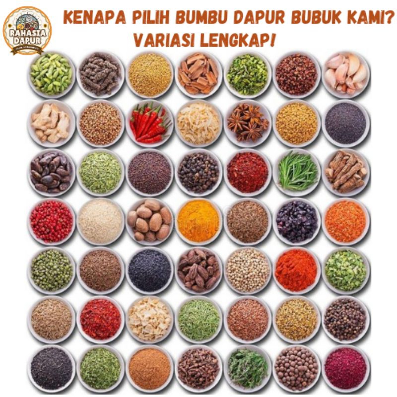 

Bumbu Dapur Bahan LENGKAP Rempah Lengkap Murah Grosir Alami Natural 100% Penyedap Rasa Masakan Halal Premium Quality