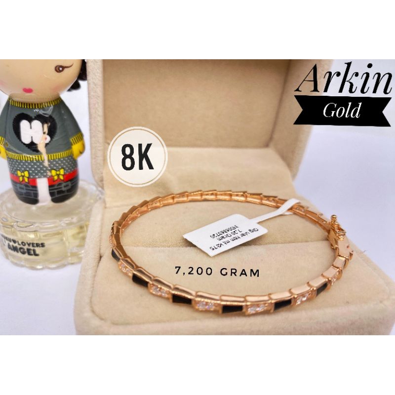 Gelang oval model ular hitam mata K375