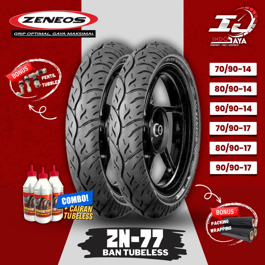 [READY COD] BAN LUAR TUBELESS ZENEOS ZN77 (70/90-14 - 80/90-14 - 90/90-14 - 70/90-17 - 80/90-17 - 90