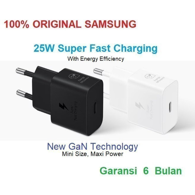 Samsung Adaptor Charger 25W Galaxy Z Flip5 Z Flip3 Z Flip4 Gan Mini EP-T2510 Super Fast Charging Ori