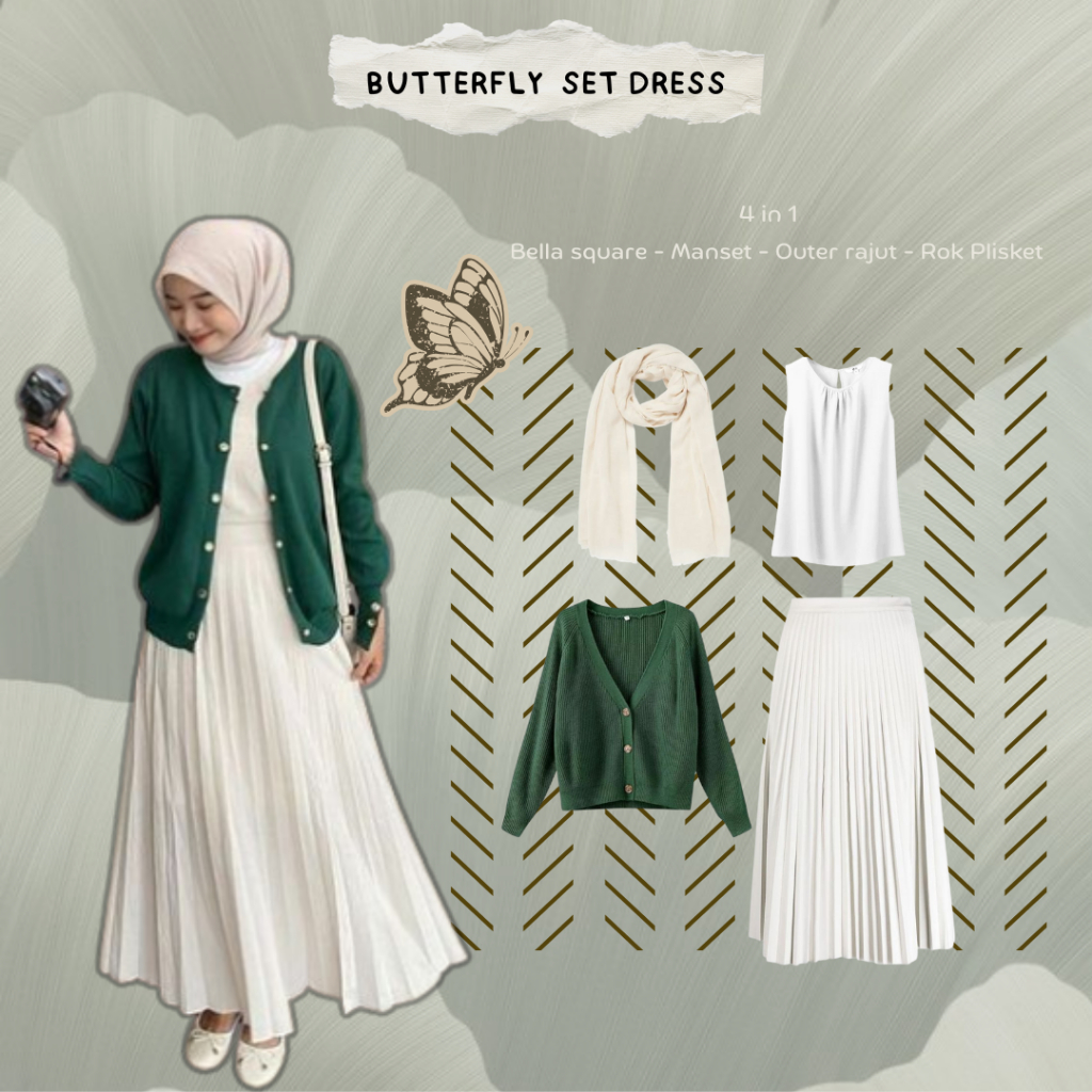 ONE SET WANITA KEKINIAN / FASHION PINTEREST / OOTD AESTHETIC ( BELLA SQUARE+ OUTER RAJUT+ MANSET+ RO