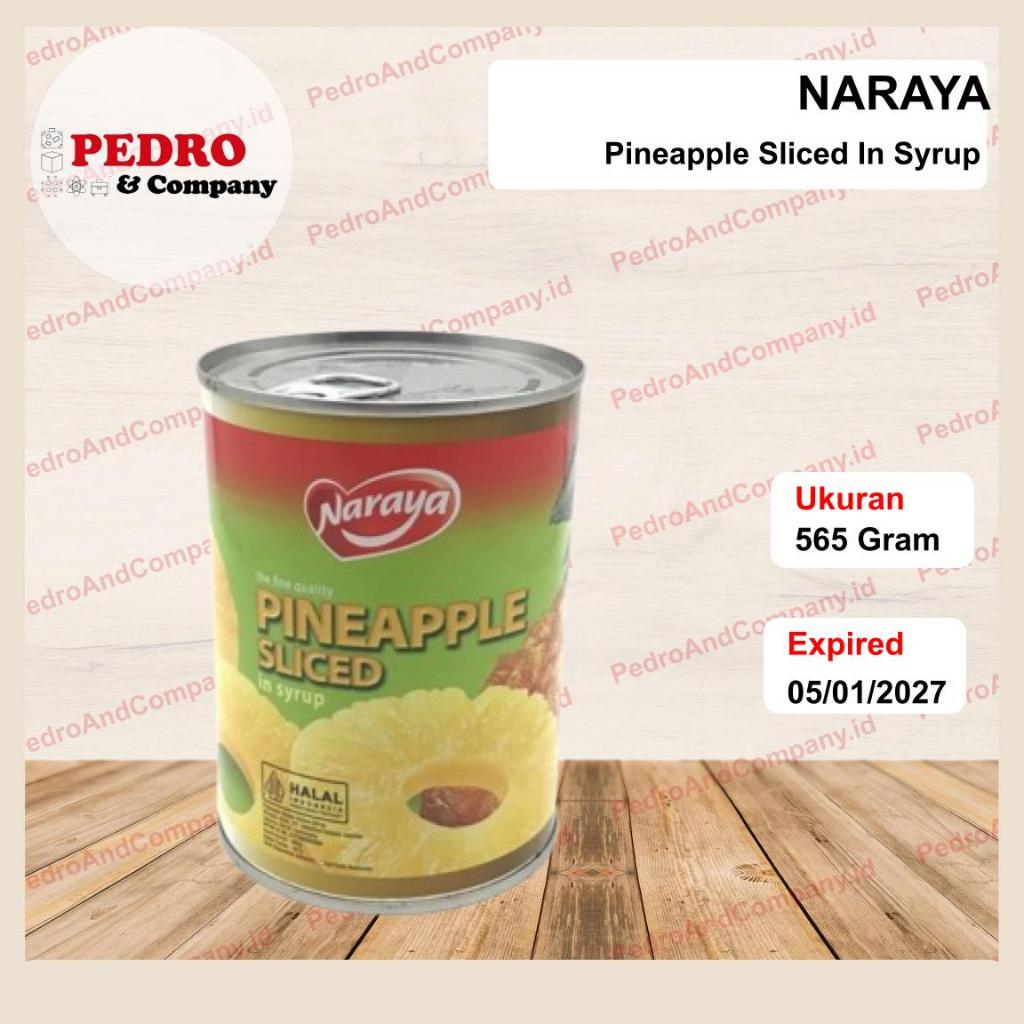 

Naraya PINEAPPLE SLICES in heavy syrup 565 gram nanas irisan potong kaleng canned fruit