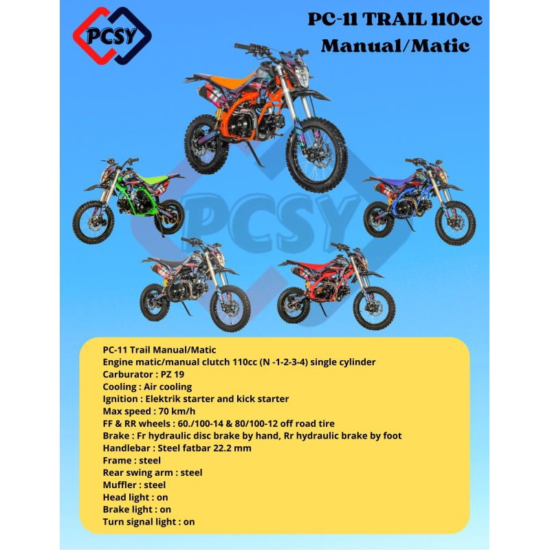 Mini Trail PCSY PC 11 Manual Electric Trail 110 cc