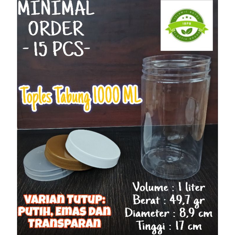 Toples Tabung 1000 ml /Toples silinder plastik 1000 ml/Jar Toples 1000 ml