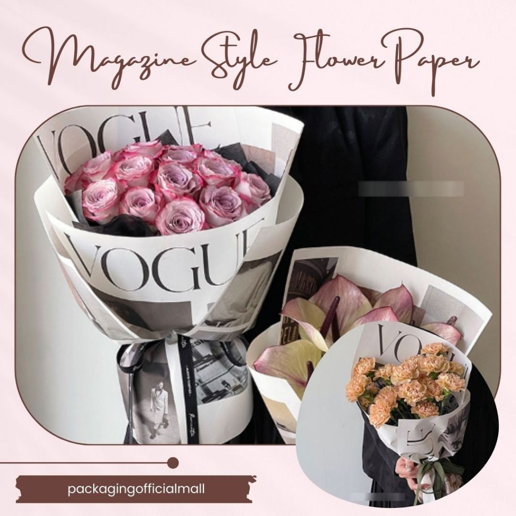 

MAGAZINE STYLE FLOWER PAPER / CELLOPHANE / FLORIST PAPER / KERTAS BUKET BUNGA / WRAPPING WRAPPER
