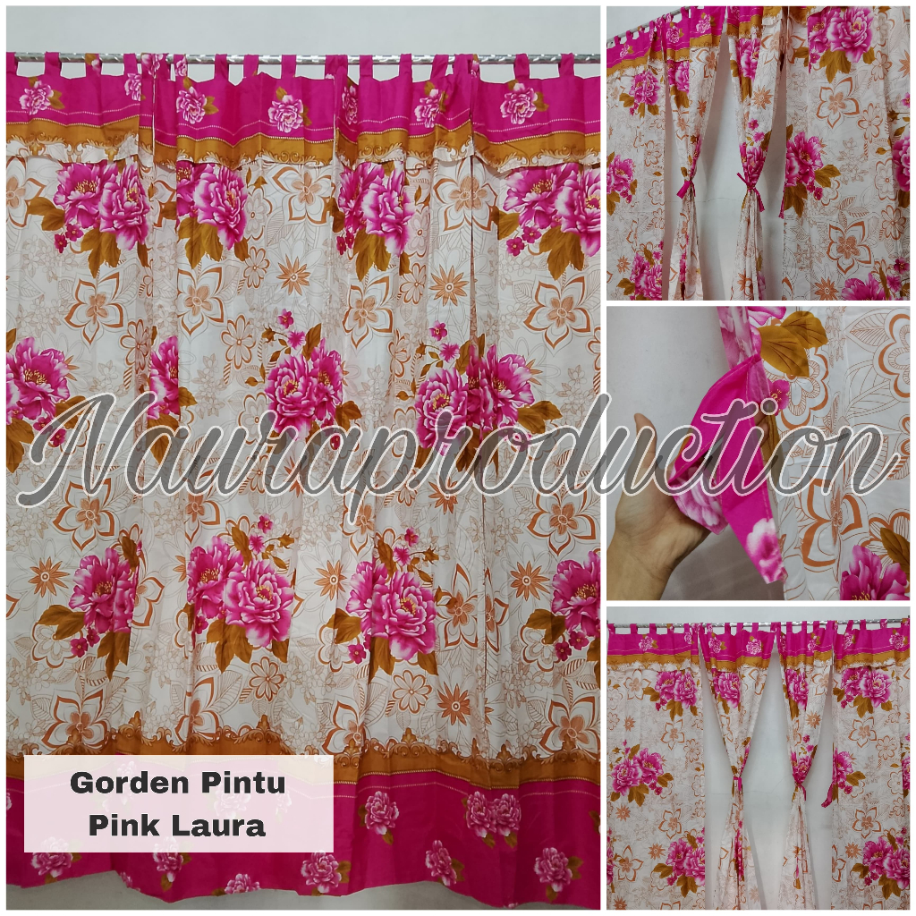 COD Gorden Pintu Hordeng Bunga Bisa Jendela Pink Laura