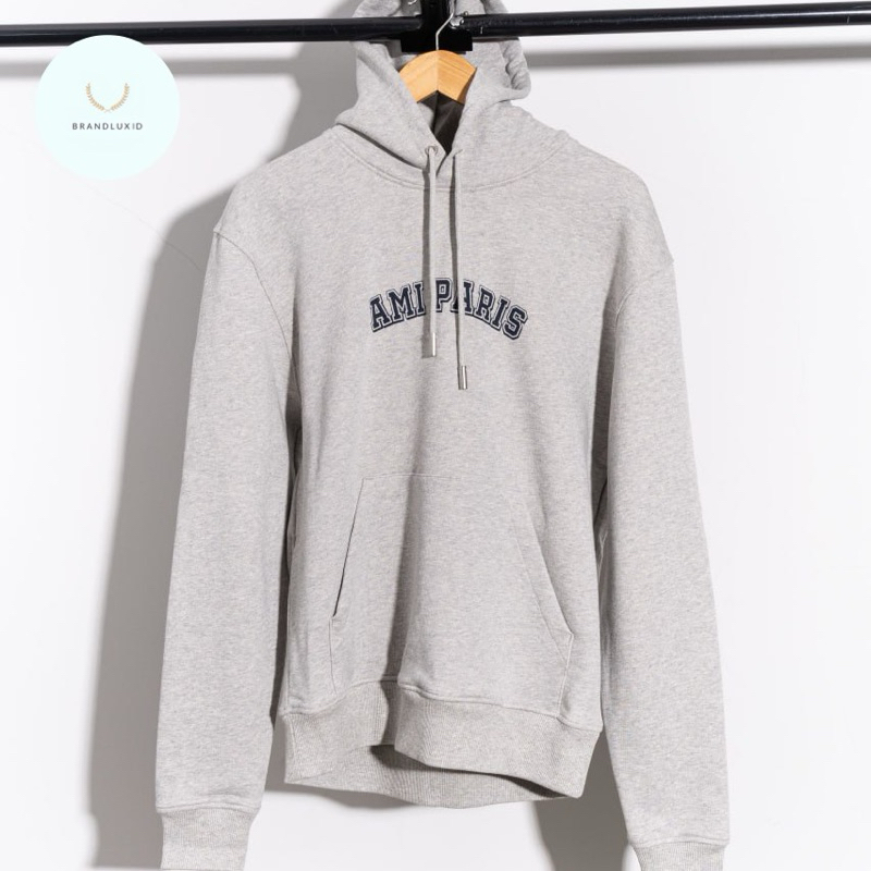 Ami Paris Ami paris logo print hoodie  Heather Ash Grey