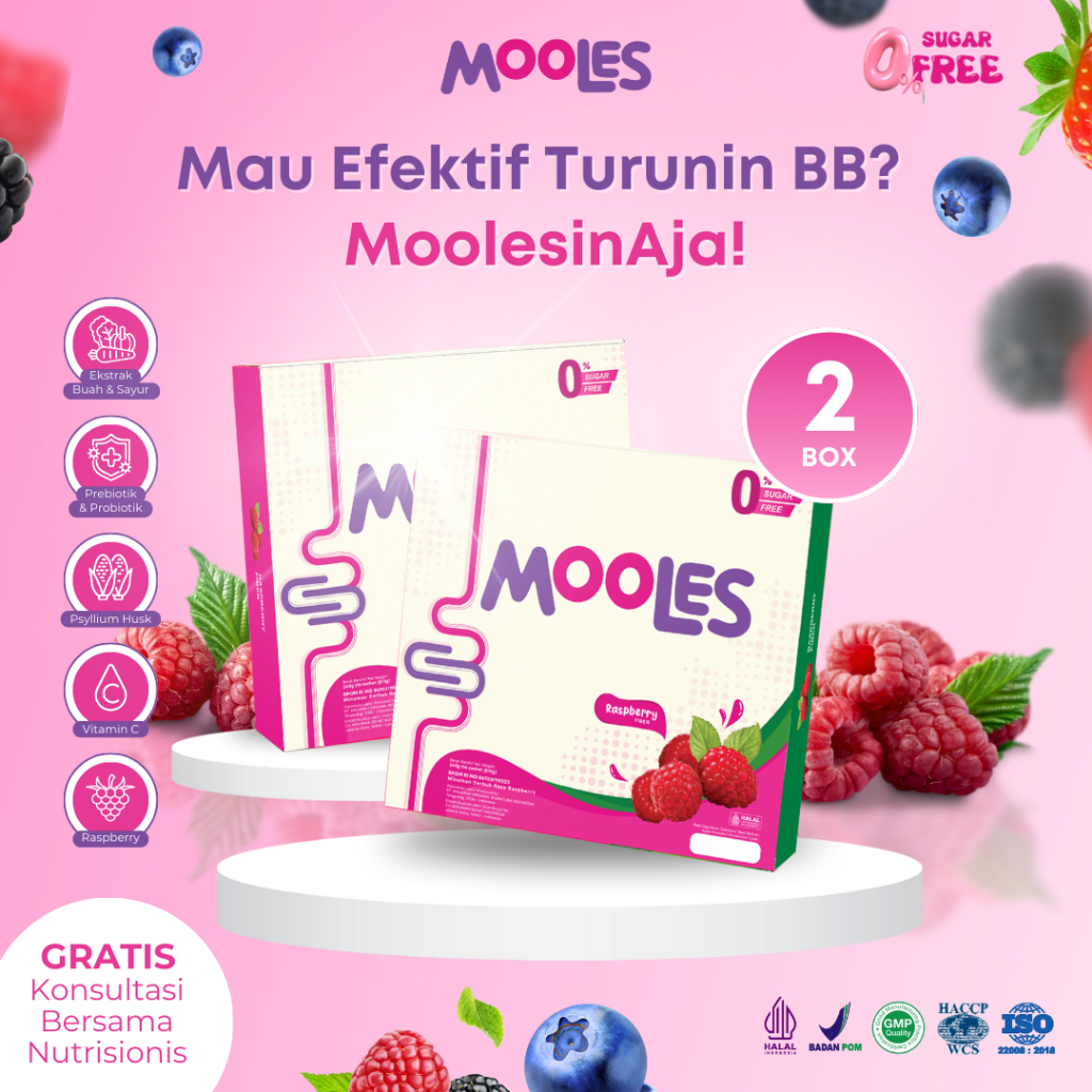 Mooles Fiber - Minuman Diet Pelangsing Badan - Paket 2 Box 32 Sachet