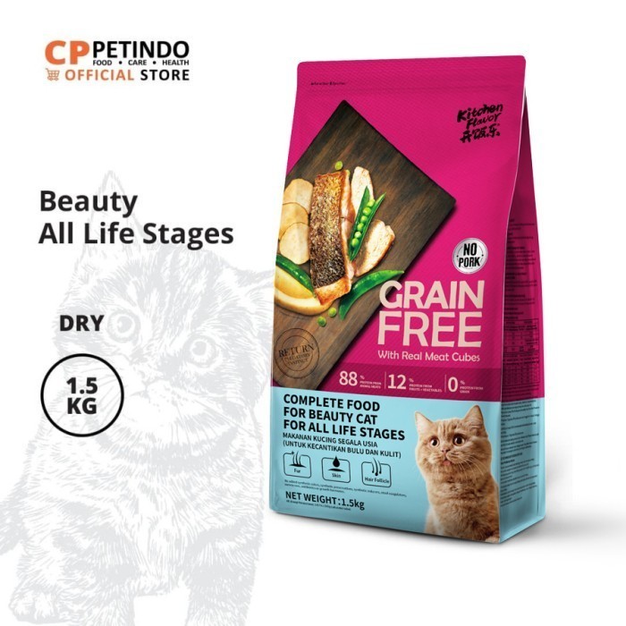 Kitchen Flavor Grain Free Beauty Cat Food For All Life Stages 1.5 Kg
