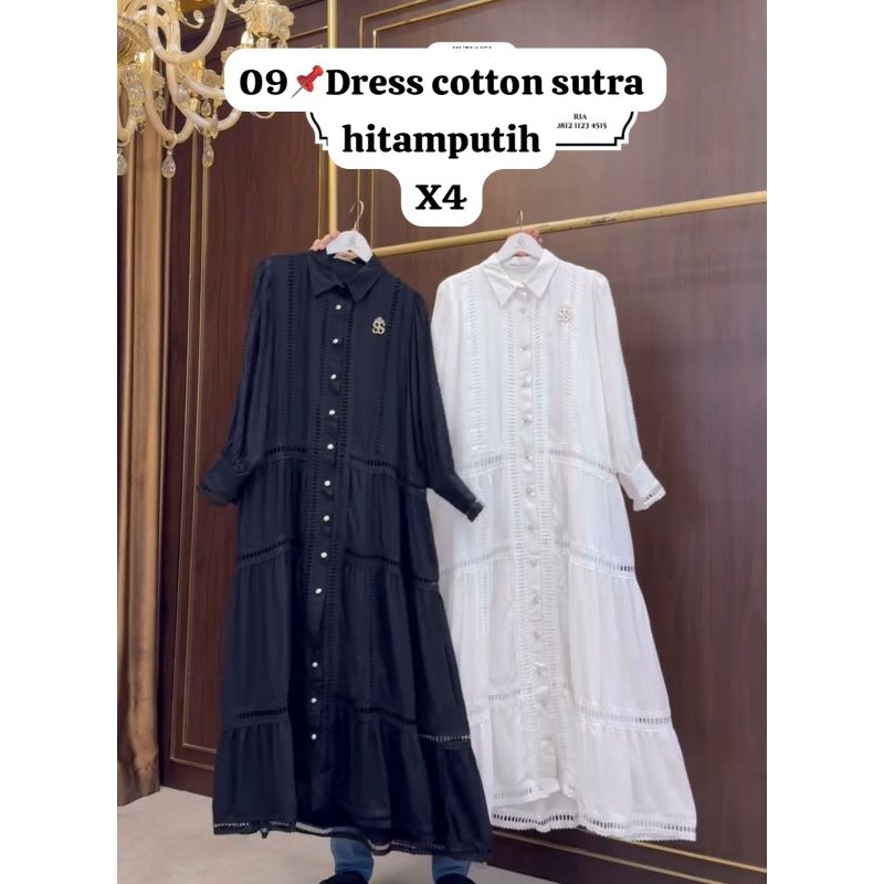 DRESS COTTON SUTRA SHELLASAUKIA HTM PUTIH