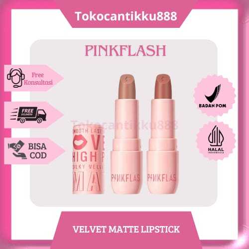 PINKFLASH Velvet Matte Lipstick Tahan lama Terasa creamy