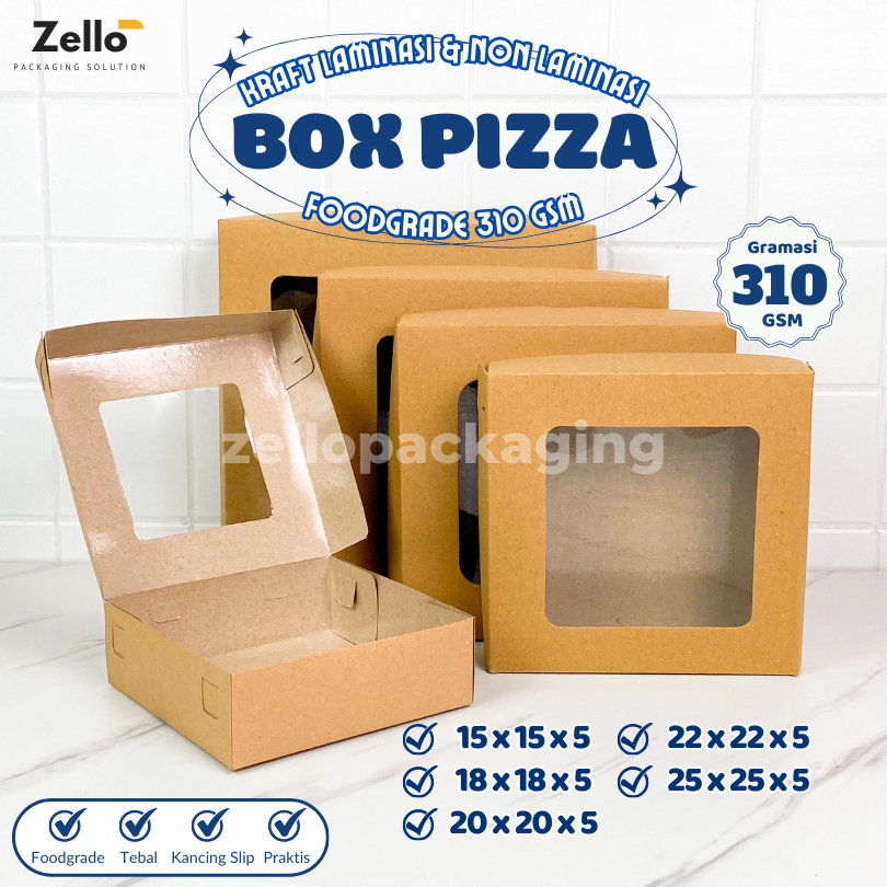 

Dus Kraft Coklat Box Pizza Brownies Kue Cake Pudding Jendela Hampres Laminasi Non Laminasi