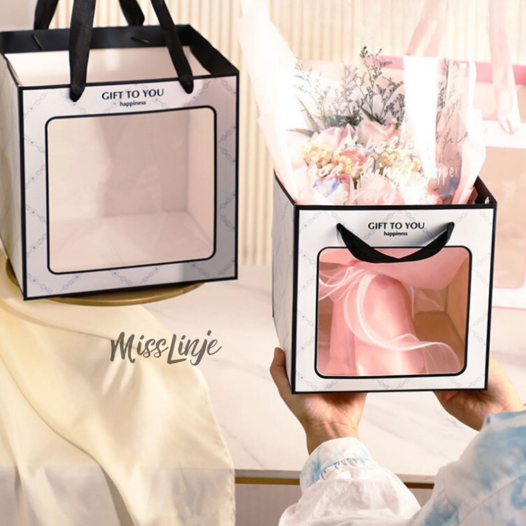 

Paperbag Paper Bag Kantong Tas Karton Premium Bentuk Persegi Mika Transparan Untuk Hampers Kue Souvenir Kado Goodie Bag GIFT TO YOU