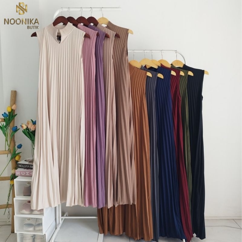 inner dres plisket mayung premium tebal - manset dres tanpa lengan