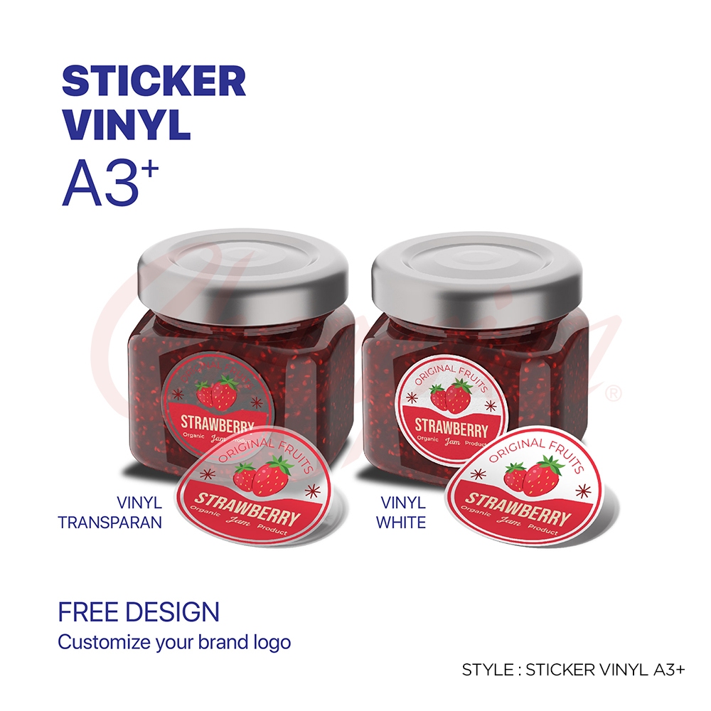 

Sticker Label Vinyl/Sticker Kemasan Makanan&Minuman Vinly white/transparant A3
