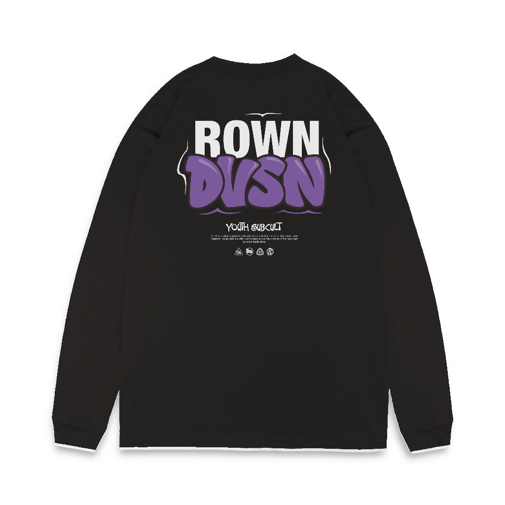 Rown Division Official Longsleeve Black - Rowndvsn Kaos Panjang Brickish Hitam