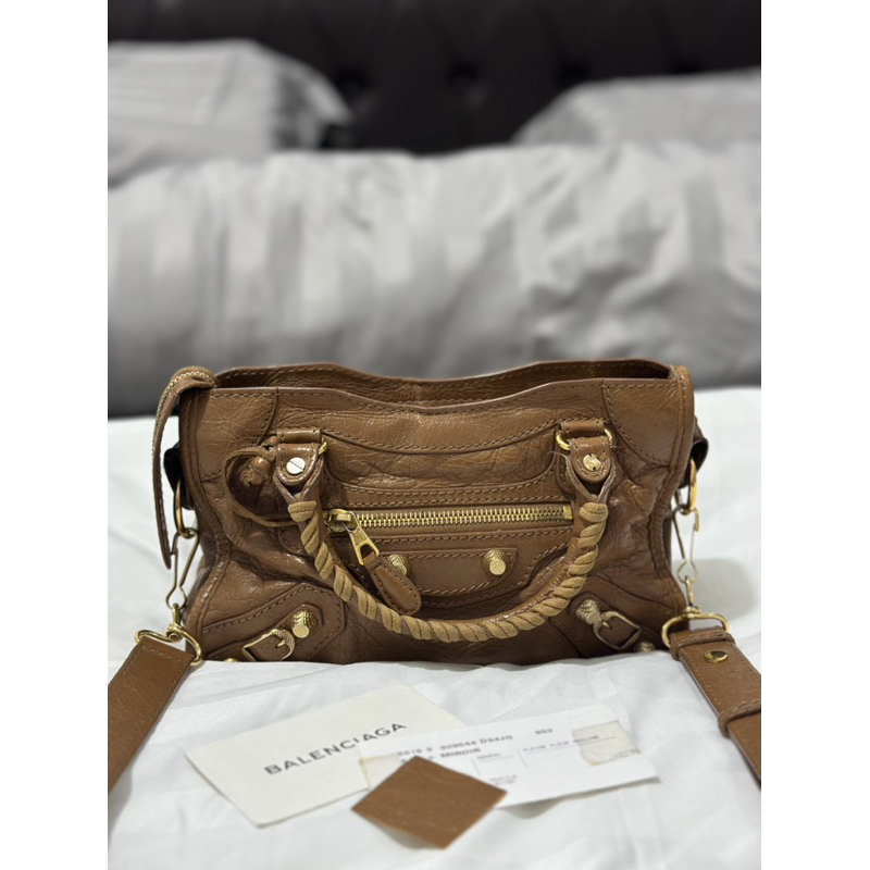 Preloved Balenciaga Classic Mini City Brown Caramel GHW