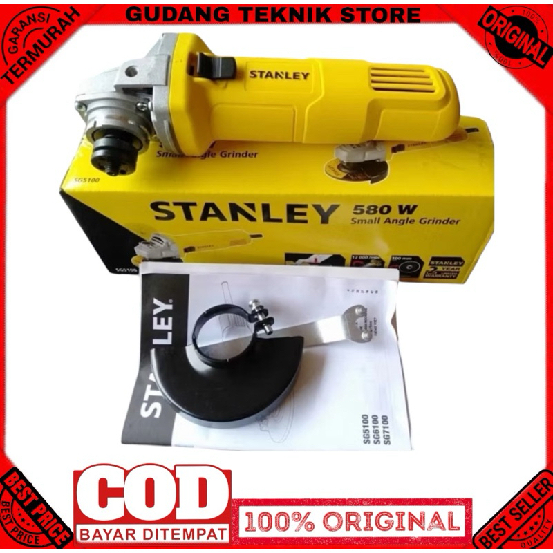 Stanley SG5100 Gerinda Tangan 4 Inch, Mesin Gerinda Listrik 580W dengan Mata Gerinda 100mm