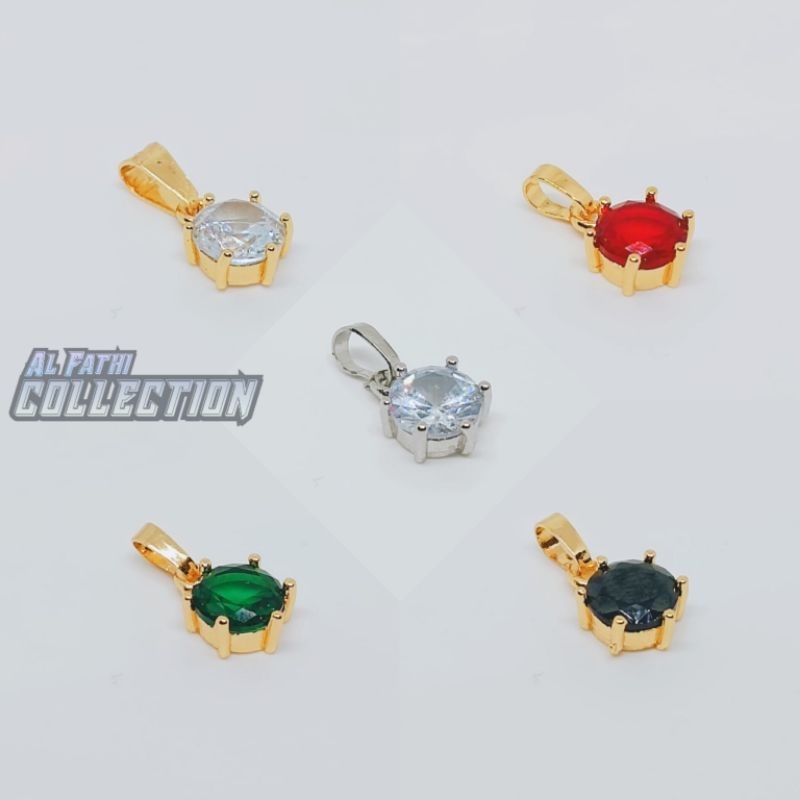 Liontin Batu Mata Satu Warna Emas Dan Silver