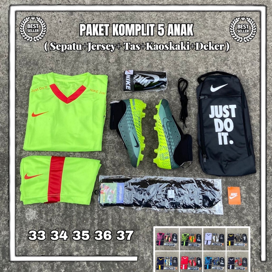 Dijamin Original  Paket 5 Sepatu Bola Anak Anak TK SD SMP CR7 MERCURIAL Boots