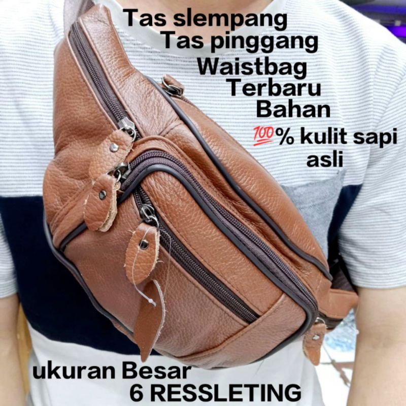Promo Tas slempang kulit garut asli/ tas pinggang kulit/ waistbag kulit asli