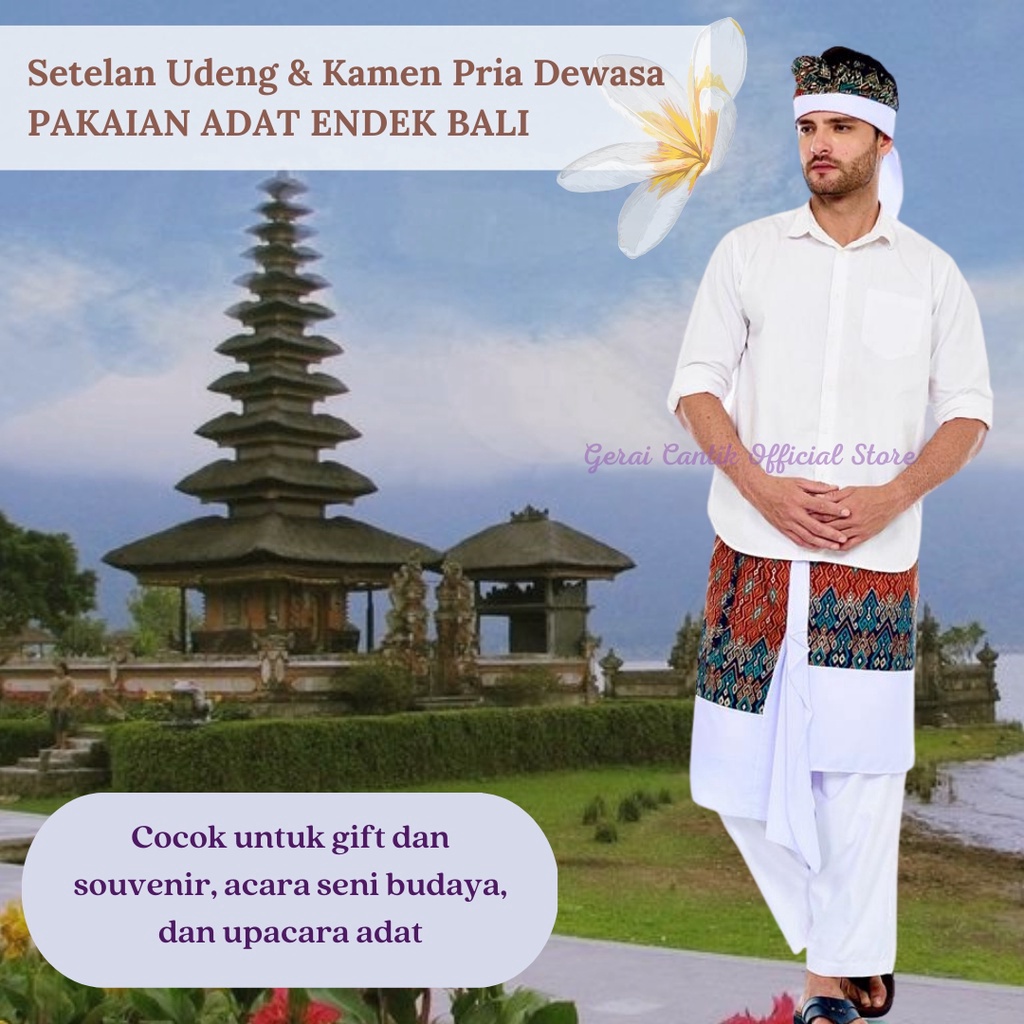 SETELAN UDENG DAN KAMEN PRIA DEWASA SETENGAH JADI PAKAIAN ADAT ENDEK BALI buat Souvenir oleh oleh da