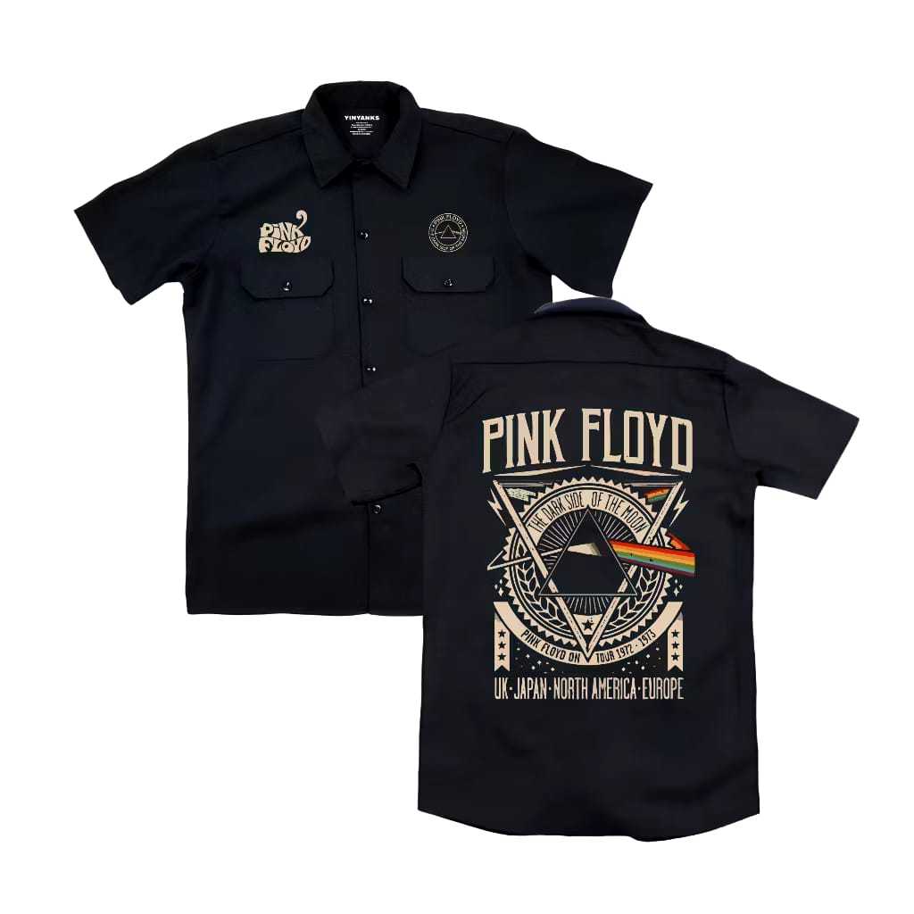 Binz clothing Workshirt pink floyd kemeja kerja pdh warna hitam kemeja pria wanita