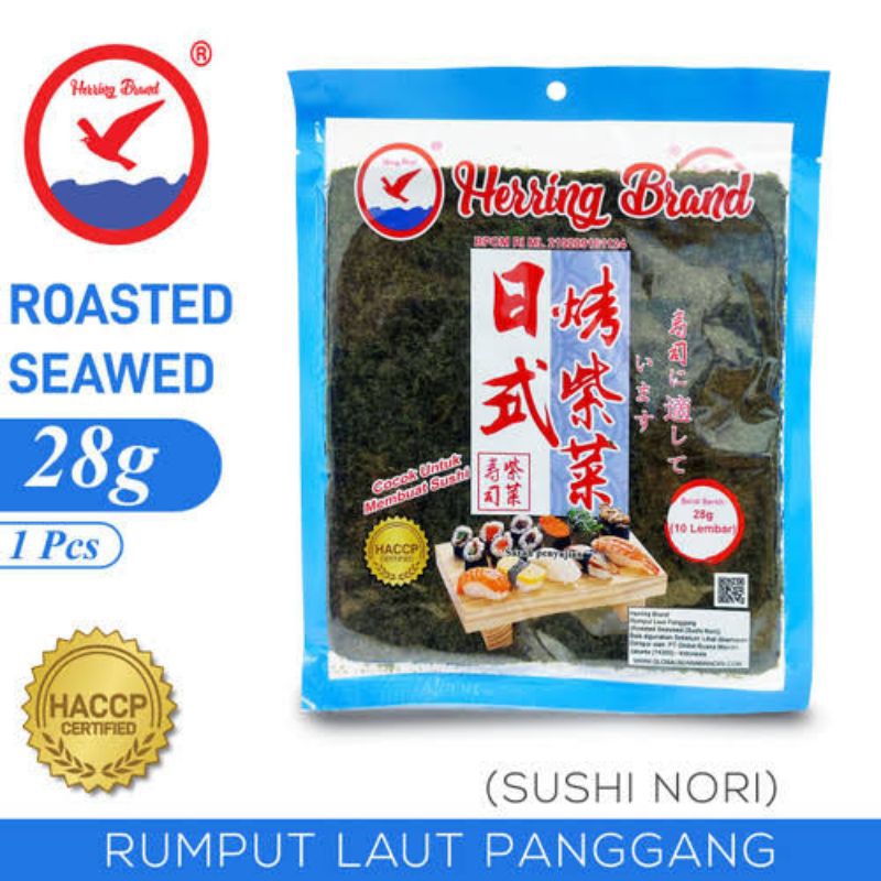

NORI MERK HERRING BRAND GRADE A | ISI 50 LEMBAR | DRIED SEAWEED | HALAL