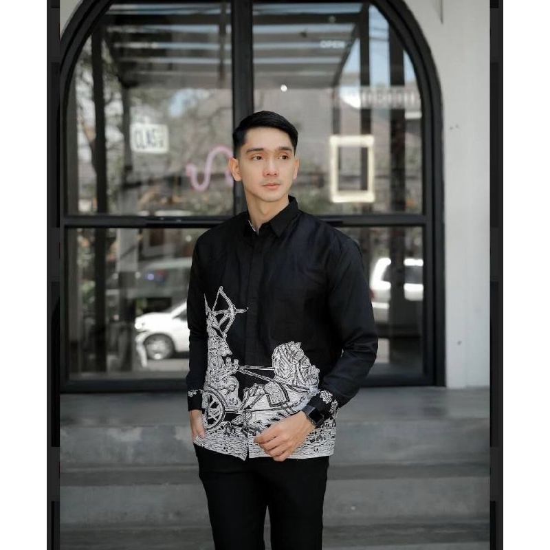 KEMEJA BATIK PRIA LENGAN PANJANG BATIK PREMIUN KEMEJA PRIA KEMEJA BATIK WAYANG