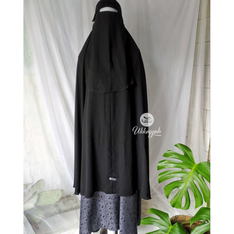 jilbab non pet cadar bandana bahan wolfis ,wolicrep jetblack