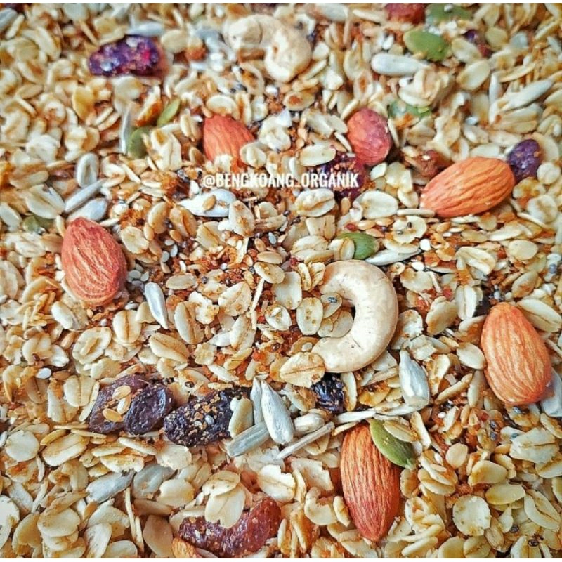 

GRANOLA VANILLA 14 MIX 1KG - Rolled Oat, Almond, Cranberry, Pumpkin seed, Cashew , Raisin, Flaxseed