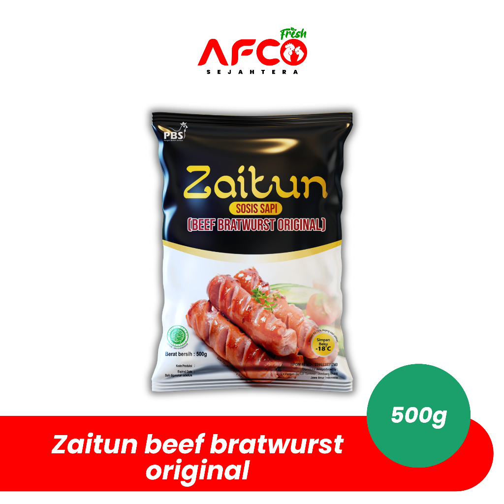 

Afco Fresh Zaitun beef bratwurst original 500g