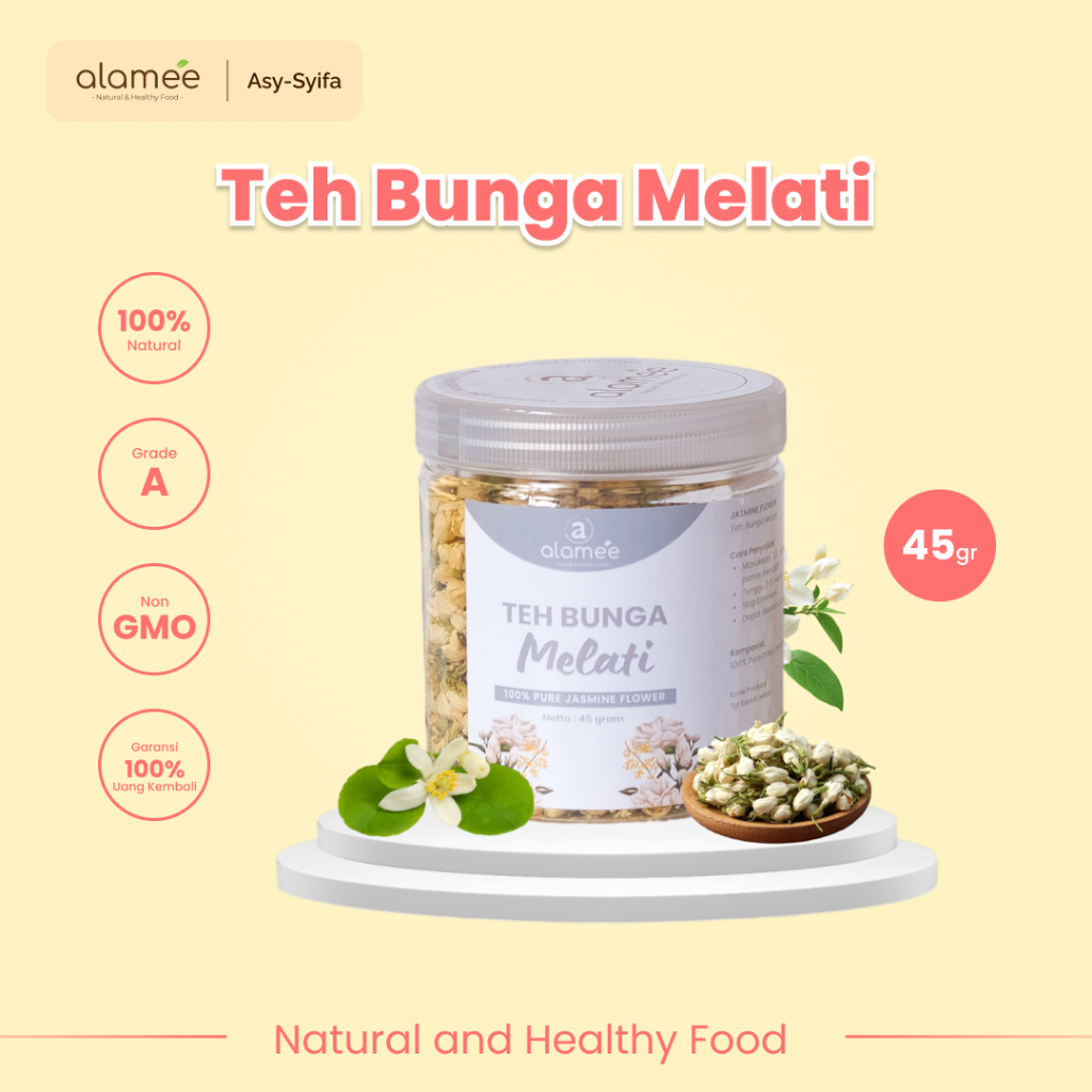 

ALAMEE Teh Bunga Jasmine Tea Flower Melati Organik Jasmin Herbal Kering Dried Siap Seduh Minum 45gr