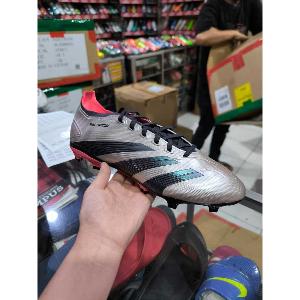 Adidas Predator League FG - Silver Black Red Sepatu Bola Adidas Dewasa