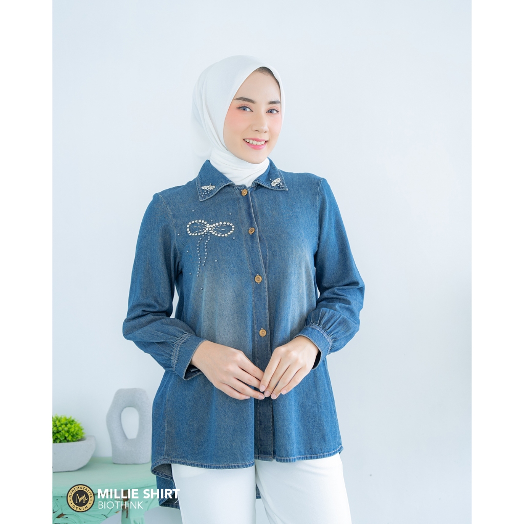 MILLIE SHIRT - KEMEJA DENIM KASUAL WANITA BY MAREMA ZALIFA - ATASAN LITEDENIM