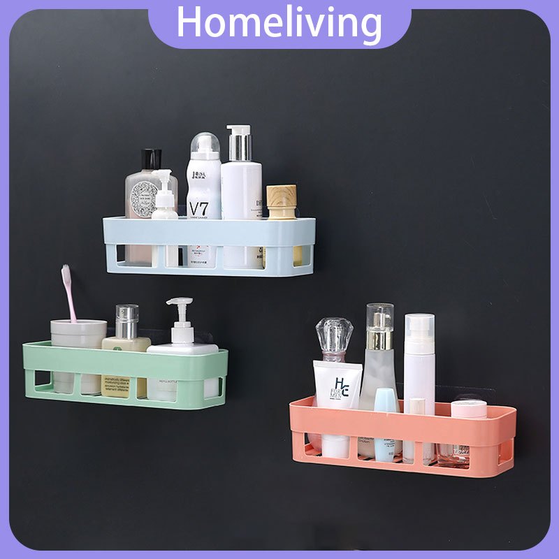 Homeliving  Rak Gantung Tempel Dinding / Rak kamar Mandi Dapur / Wadah Penyimpanan Serbaguna Bonus L